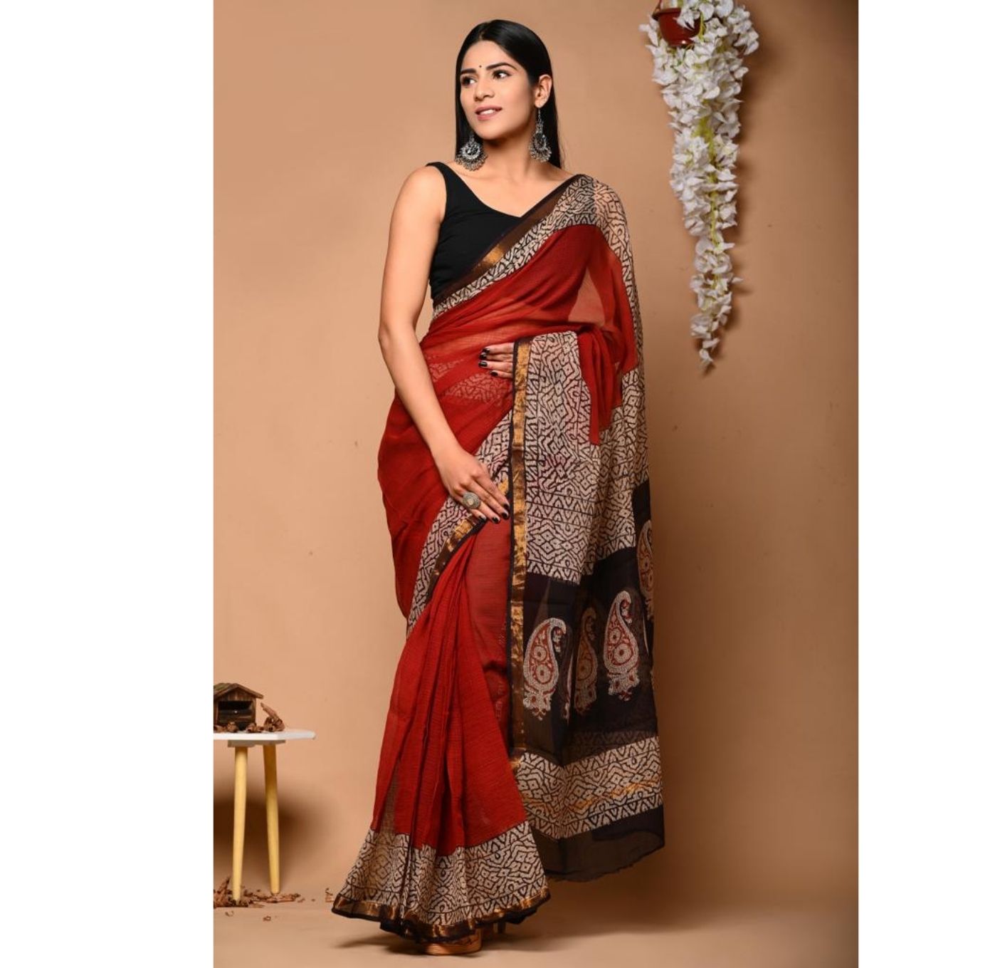 Hand Block Printed Kota Doria Saree