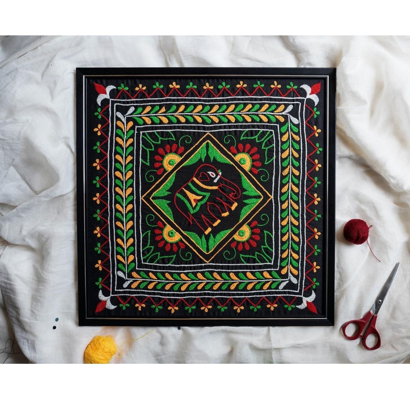 Traditional Hand Embroidered Chakda wall Hanging