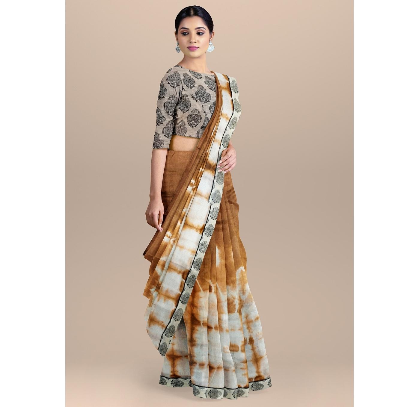 Designer Saree With Combination Of Shibori And Kalamkari