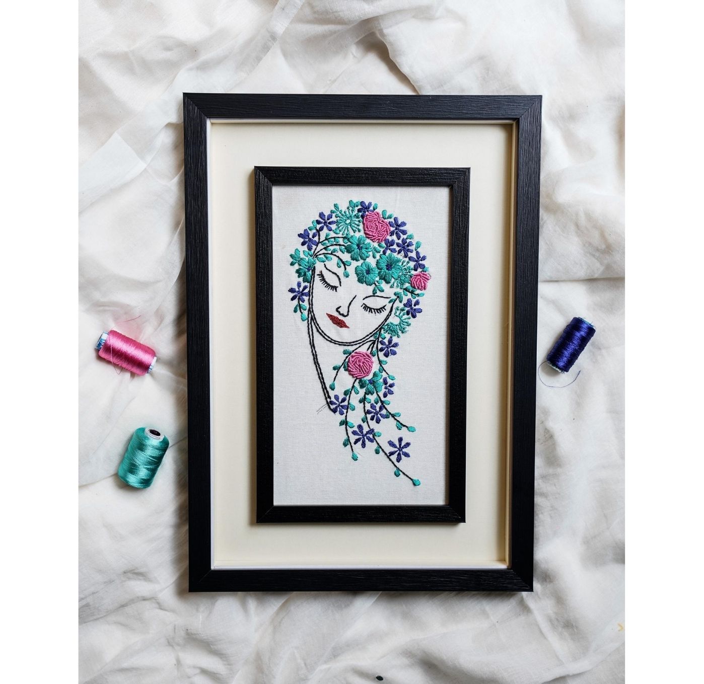 Lady of Peace Wall Frame – Hand Embroidered wall Hanging