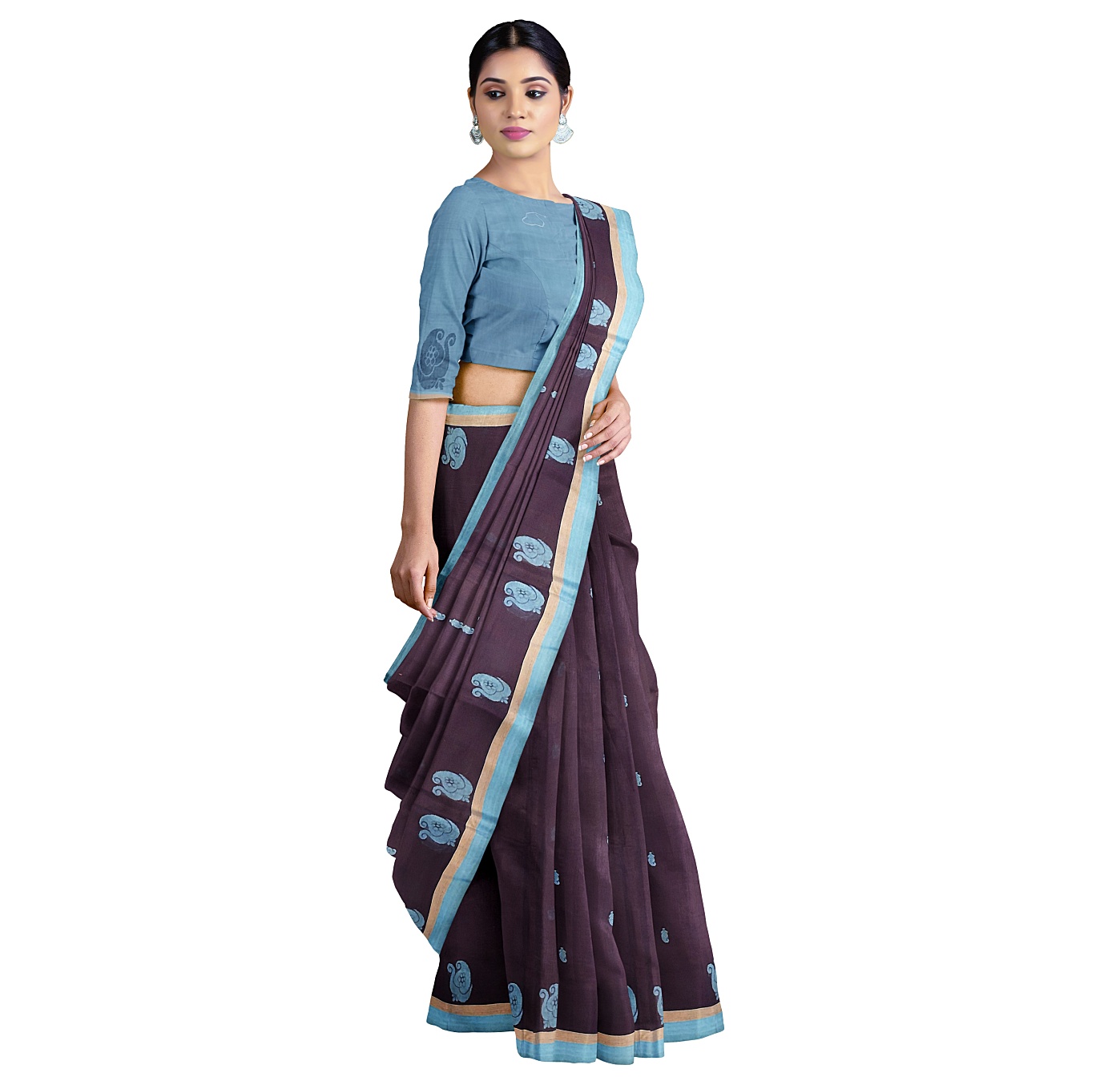 Handwoven Vanvasi Cotton Saree in Blue