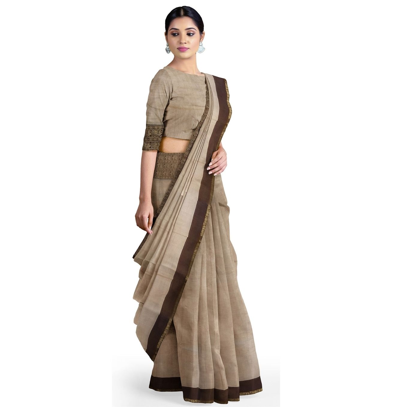 Pure Handloom Cotton Saree with Woven Border