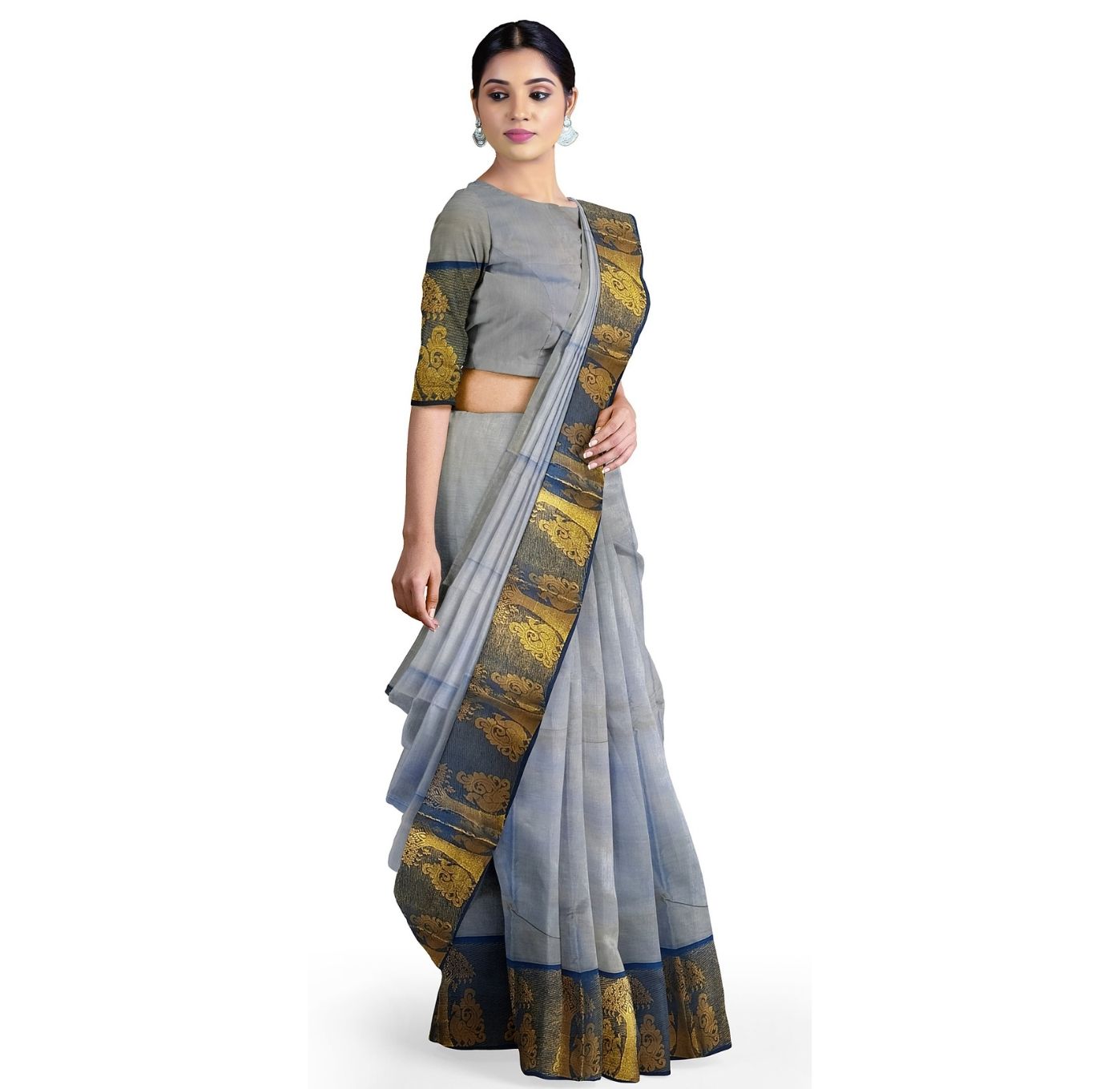 Pure Handloom Cotton Saree with  Zari Border