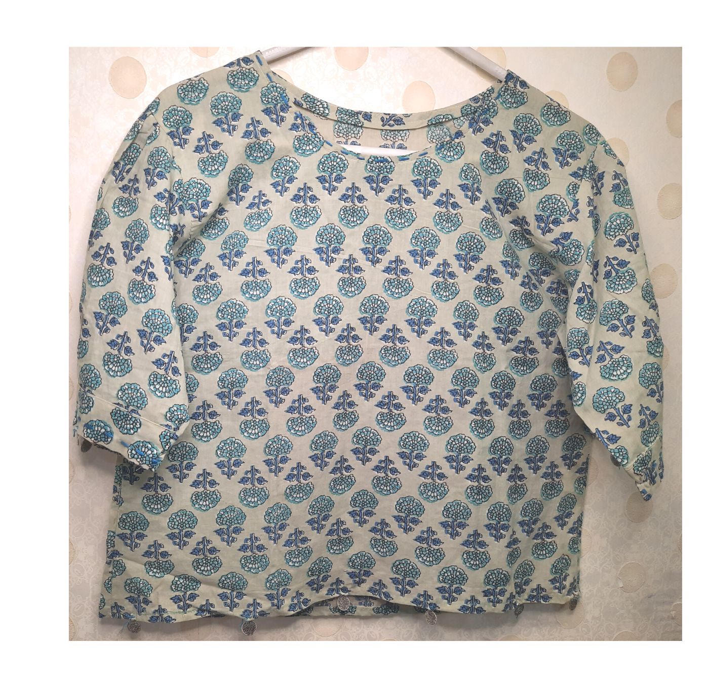 Hand Block printed floral design cotton crop top