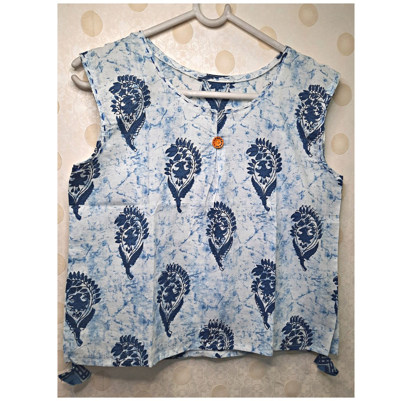 Bagru hand block print cotton sleeveless Crop Top